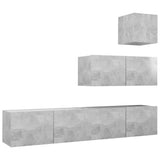 4 Piece TV Cabinet Set Concrete Grey Engineered Wood - Front View