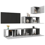 4 Piece TV Cabinet Set Concrete Grey Engineered Wood - Side View
