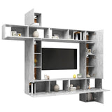9 Piece TV Cabinet Set Concrete Grey Engineered Wood - Side View