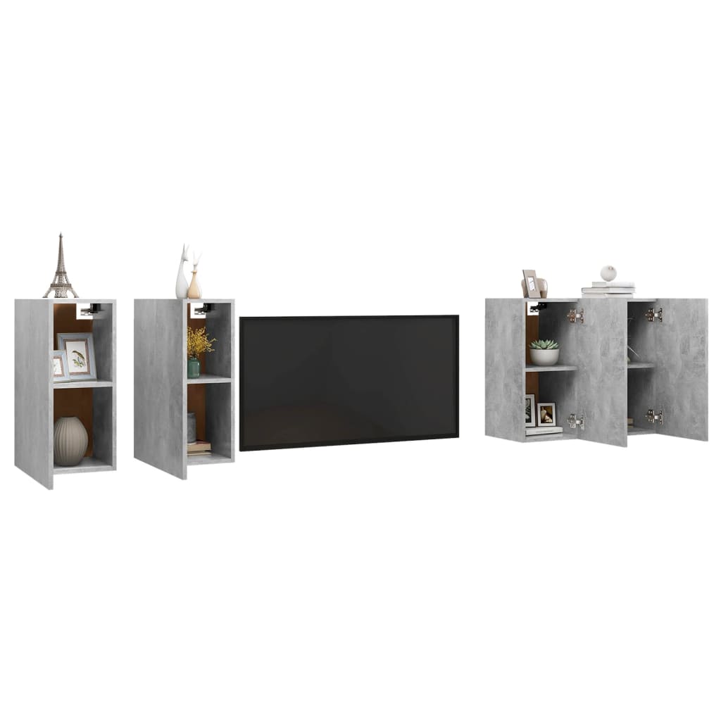 TV Cabinets 4 pcs Concrete Grey 30.5x30x60 cm Engineered Wood
