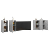 TV Cabinets 4 pcs Concrete Grey 30.5x30x60 cm Engineered Wood - Side View