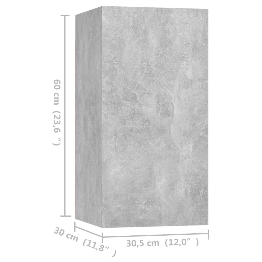 TV Cabinets 4 pcs Concrete Grey 30.5x30x60 cm Engineered Wood