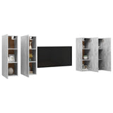 TV Cabinets 4 pcs Concrete Grey 30.5x30x90 cm Engineered Wood - Side View