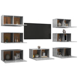 TV Cabinets 7 pcs Concrete Grey 30.5x30x60 cm Engineered Wood - Side View