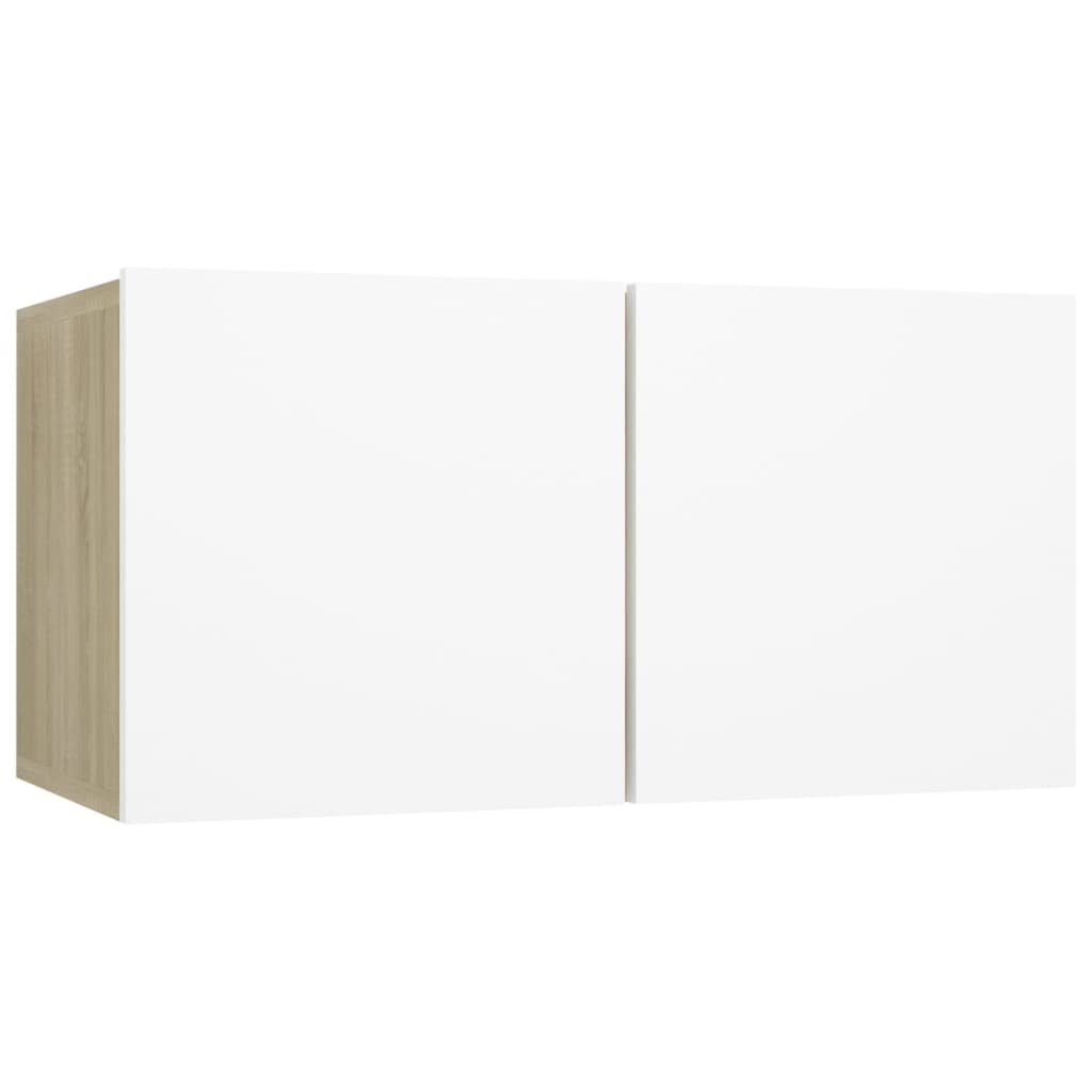 TV Cabinets 4 pcs White and Sonoma Oak 60x30x30 cm Engineered Wood