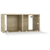 TV Cabinets 4 pcs White and Sonoma Oak 60x30x30 cm Engineered Wood - 45-Degree Angle