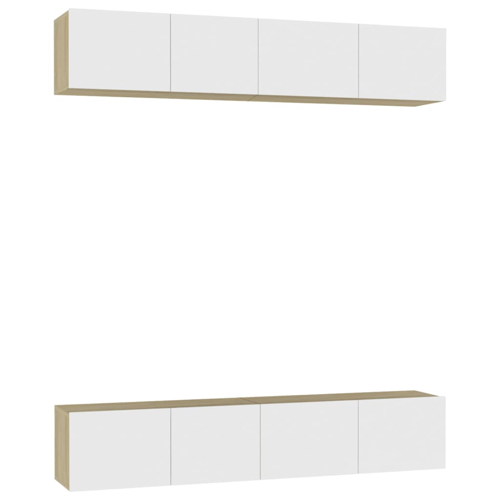 TV Cabinets 4 pcs White and Sonoma Oak 80x30x30 cm Engineered Wood