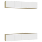 4 Piece TV Cabinet Set White and Sonoma Oak 80x30x30 cm Engineered Wood