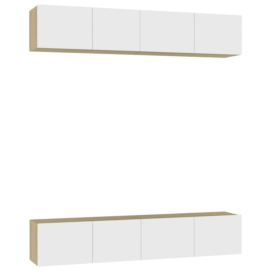 4 Piece TV Cabinet Set White and Sonoma Oak 80x30x30 cm Engineered Wood