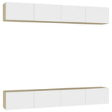 TV Cabinets 4 pcs White and Sonoma Oak 100x30x30 cm Engineered Wood