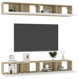 TV Cabinets 4 pcs White and Sonoma Oak 100x30x30 cm Engineered Wood - Side View