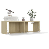 TV Cabinets 4 pcs White and Sonoma Oak 100x30x30 cm Engineered Wood - Top-Down View