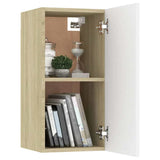 3 Piece TV Cabinet Set White and Sonoma Oak Engineered Wood - 45-Degree Angle