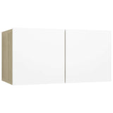 3 Piece TV Cabinet Set White and Sonoma Oak Engineered Wood - Rear View