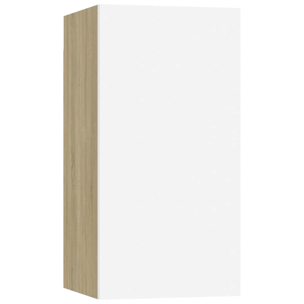 3 Piece TV Cabinet Set White and Sonoma Oak Engineered Wood