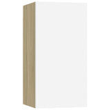 3 Piece TV Cabinet Set White and Sonoma Oak Engineered Wood - Low Angle