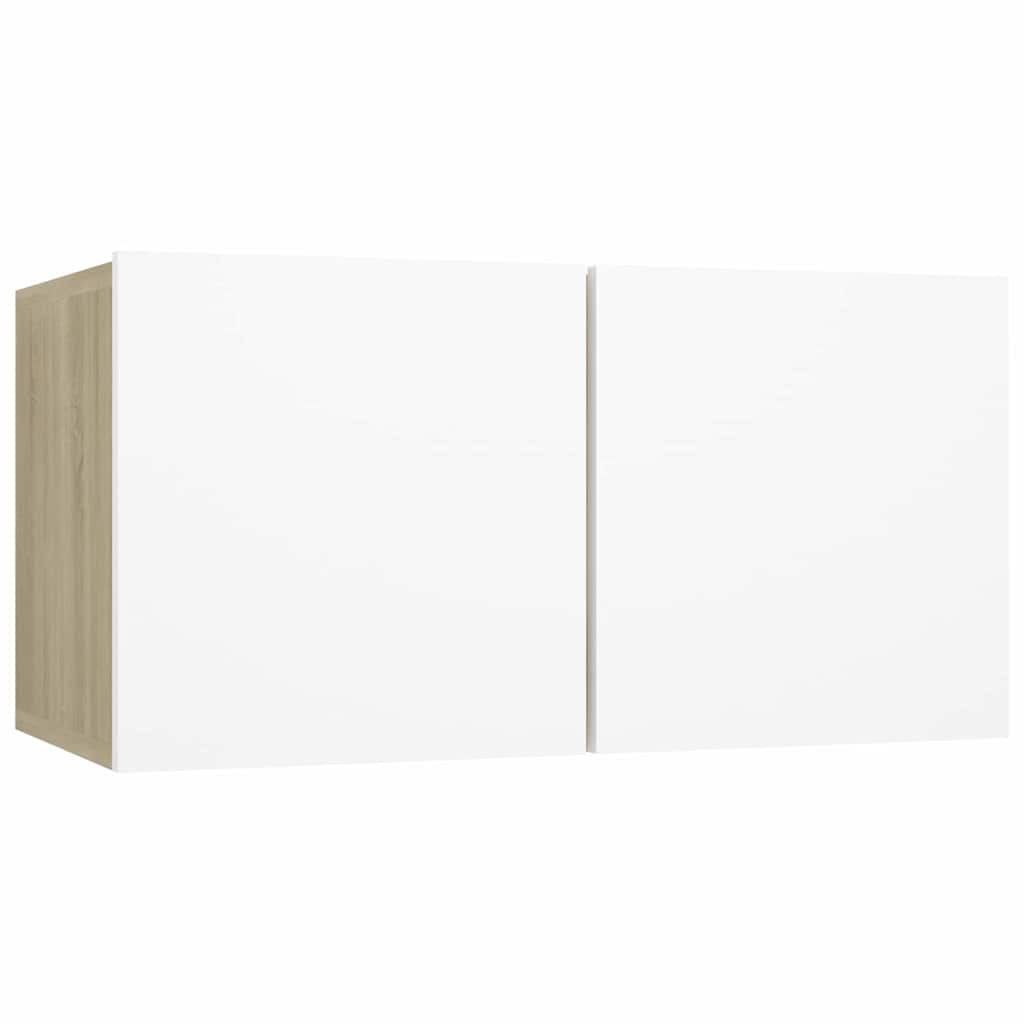 5 Piece TV Cabinet Set White and Sonoma Oak Engineered Wood