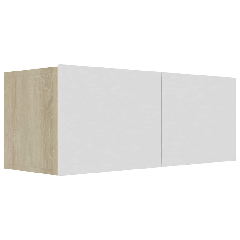 5 Piece TV Cabinet Set White and Sonoma Oak Engineered Wood