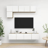 5 Piece TV Cabinet Set White and Sonoma Oak Engineered Wood