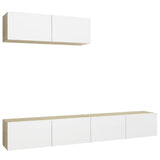 TV Cabinets 3 pcs White and Sonoma Oak Engineered Wood