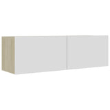 TV Cabinets 3 pcs White and Sonoma Oak Engineered Wood