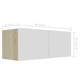 4 Piece TV Cabinet Set White and Sonoma Oak Engineered Wood