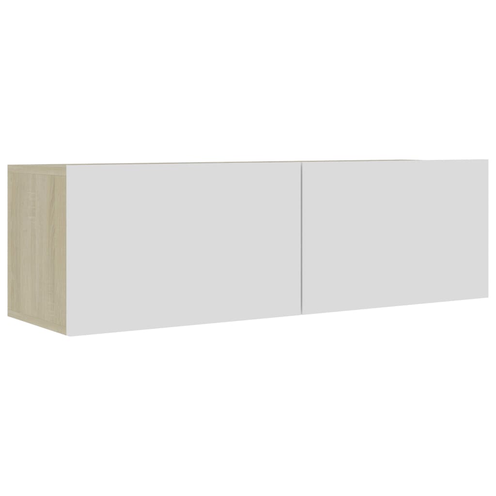 4 Piece TV Cabinet Set White and Sonoma Oak Engineered Wood