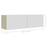 4 Piece TV Cabinet Set White and Sonoma Oak Engineered Wood - Close-Up Angle