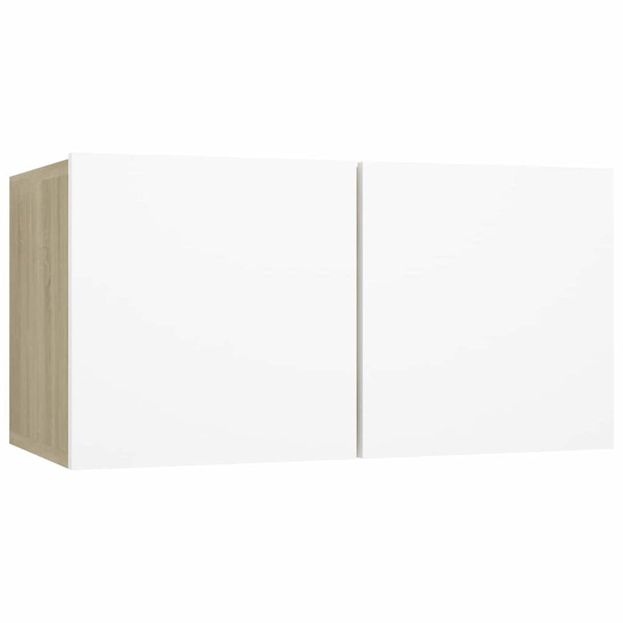 6 Piece TV Cabinet Set White and Sonoma Oak Engineered Wood
