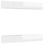 4 Piece TV Cabinet Set High Gloss White 100x30x30 cm Engineered Wood