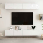 4 Piece TV Cabinet Set High Gloss White 100x30x30 cm Engineered Wood