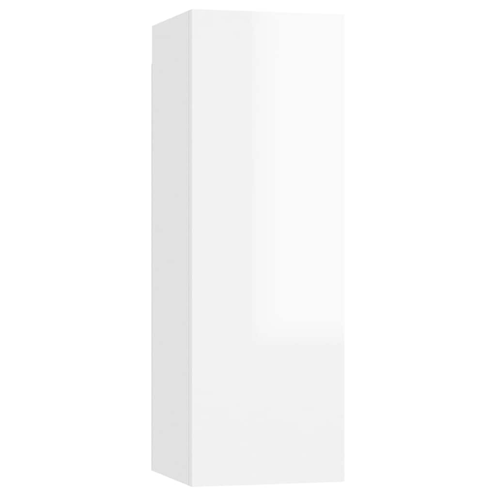 5 Piece TV Cabinet Set High Gloss White Engineered Wood