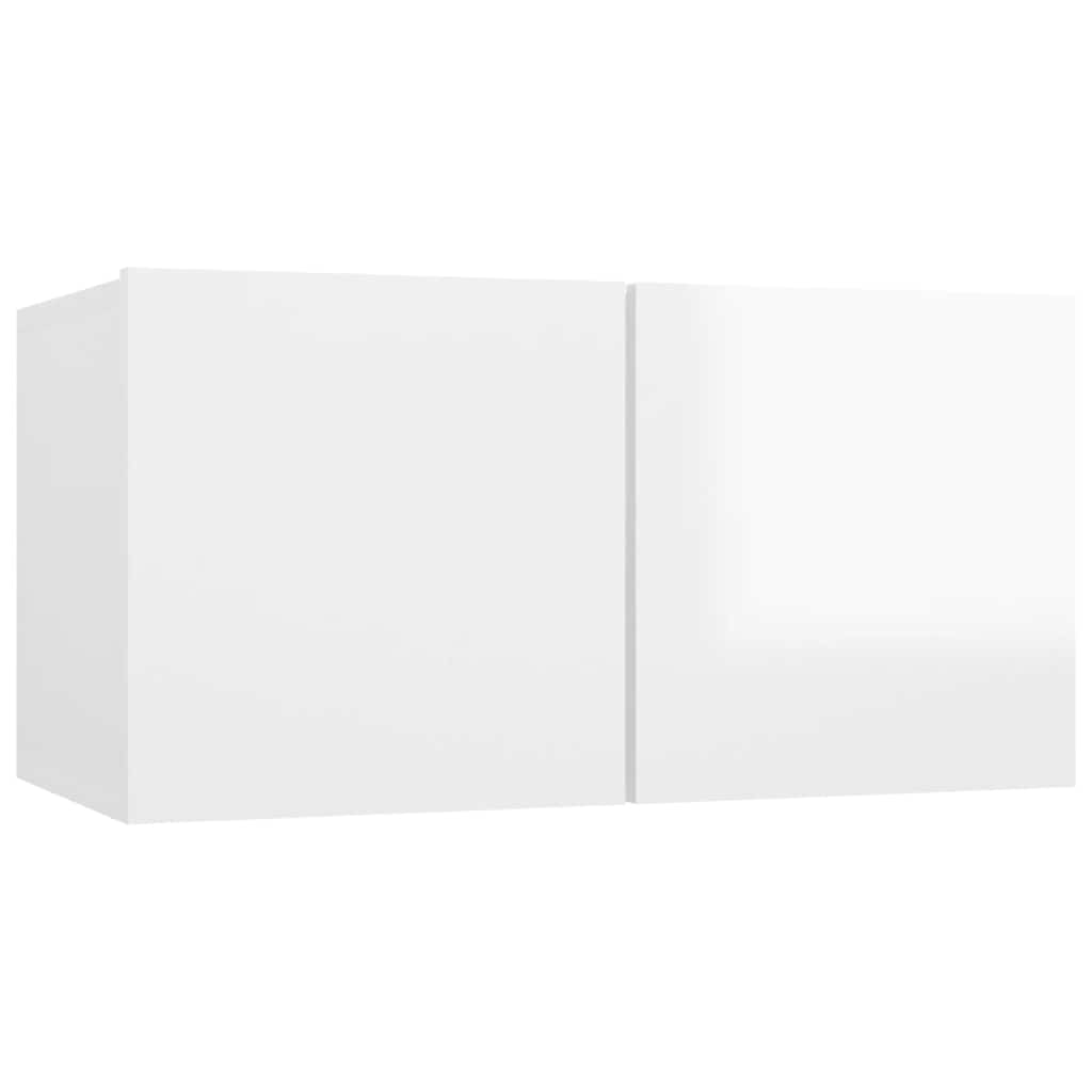 5 Piece TV Cabinet Set High Gloss White Engineered Wood