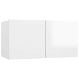 5 Piece TV Cabinet Set High Gloss White Engineered Wood - Rear View