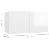 5 Piece TV Cabinet Set High Gloss White Engineered Wood - Extra Image