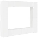 8 Piece TV Cabinet Set High Gloss White Engineered Wood - Front View
