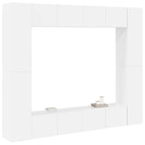 8 Piece TV Cabinet Set High Gloss White Engineered Wood