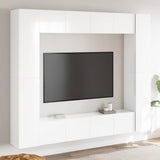 8 Piece TV Cabinet Set High Gloss White Engineered Wood