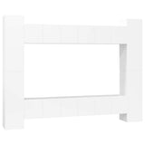10 Piece TV Cabinet Set High Gloss White Engineered Wood - Front View