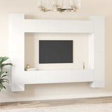 10 Piece TV Cabinet Set High Gloss White Engineered Wood - Side View