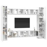 10 Piece TV Cabinet Set High Gloss White Engineered Wood