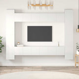 10 Piece TV Cabinet Set High Gloss White Engineered Wood
