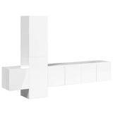 5 Piece TV Cabinet Set High Gloss White Engineered Wood