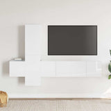 5 Piece TV Cabinet Set High Gloss White Engineered Wood