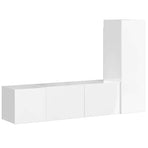 3 Piece TV Cabinet Set High Gloss White Engineered Wood