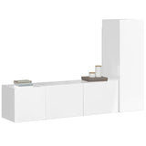 3 Piece TV Cabinet Set High Gloss White Engineered Wood - Side View
