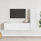 3 Piece TV Cabinet Set High Gloss White Engineered Wood