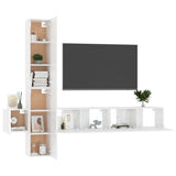 5 Piece TV Cabinet Set High Gloss White Engineered Wood - Side View