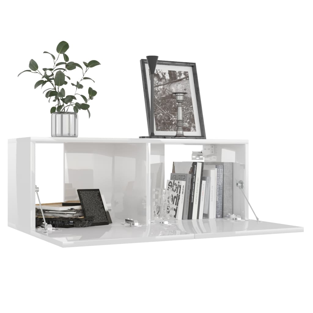 5 Piece TV Cabinet Set High Gloss White Engineered Wood