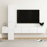 5 Piece TV Cabinet Set High Gloss White Engineered Wood